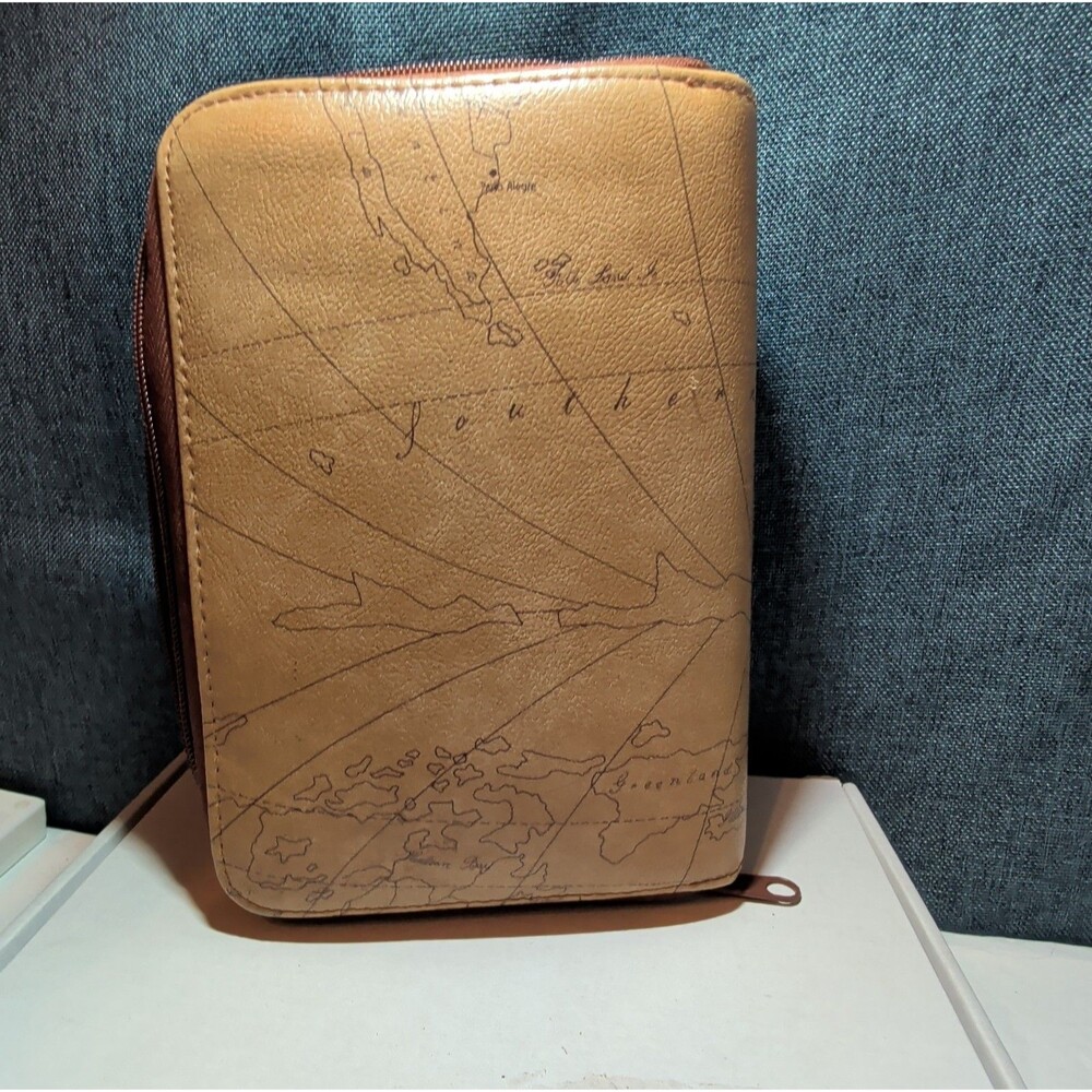 Vintage Philippe Amiel 6 Ring Planner Map Print Zipper Wallet Phone Pouch Y2K - Picture 16 of 16